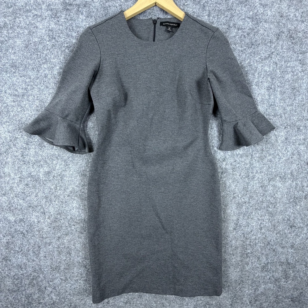 Banana Republic Office Dress Womens 2 Petite Gray Career Capsule Neutral Classy